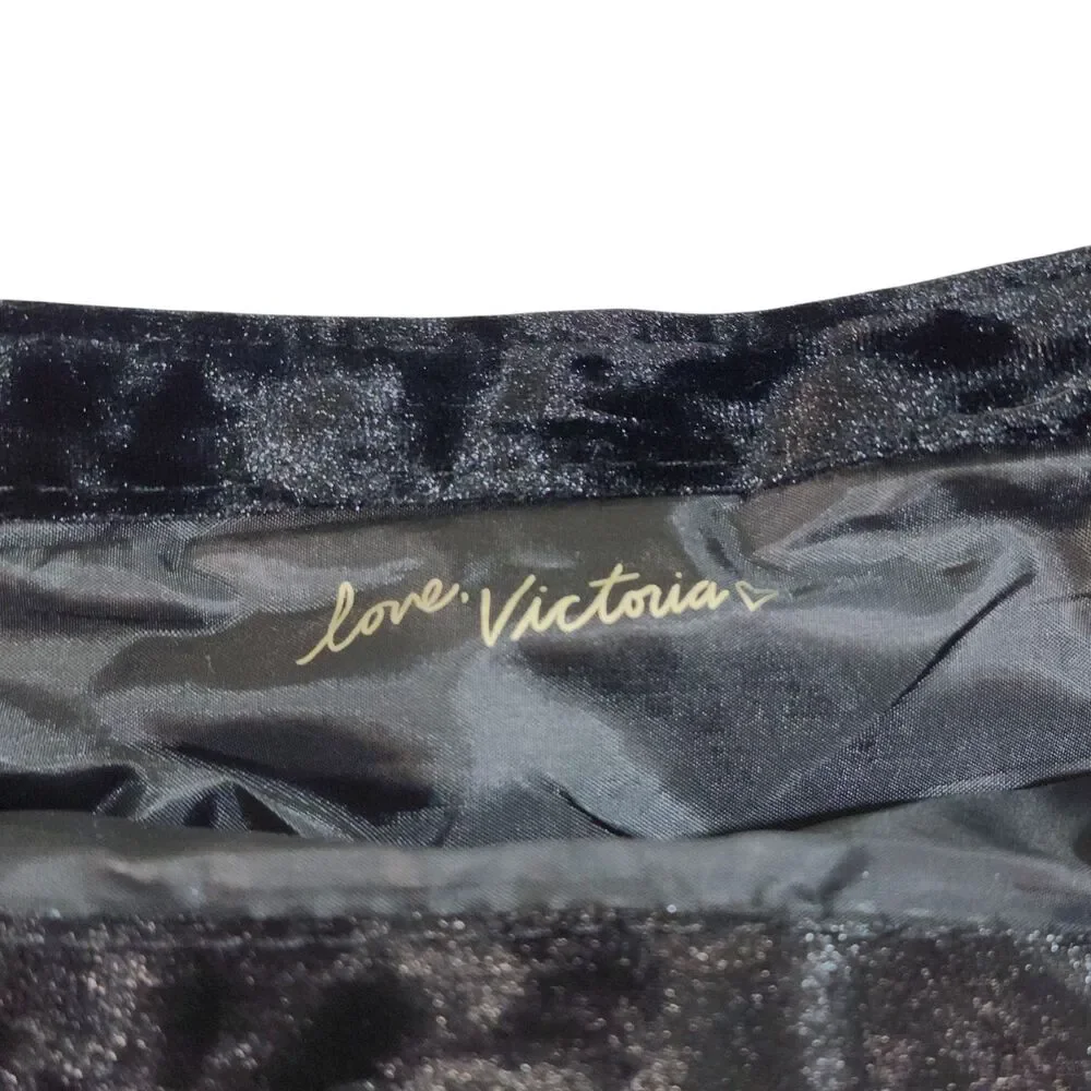 Victoria’s Secret Limited Black Chevron Crushed Velvet Quilted V Tote Bag